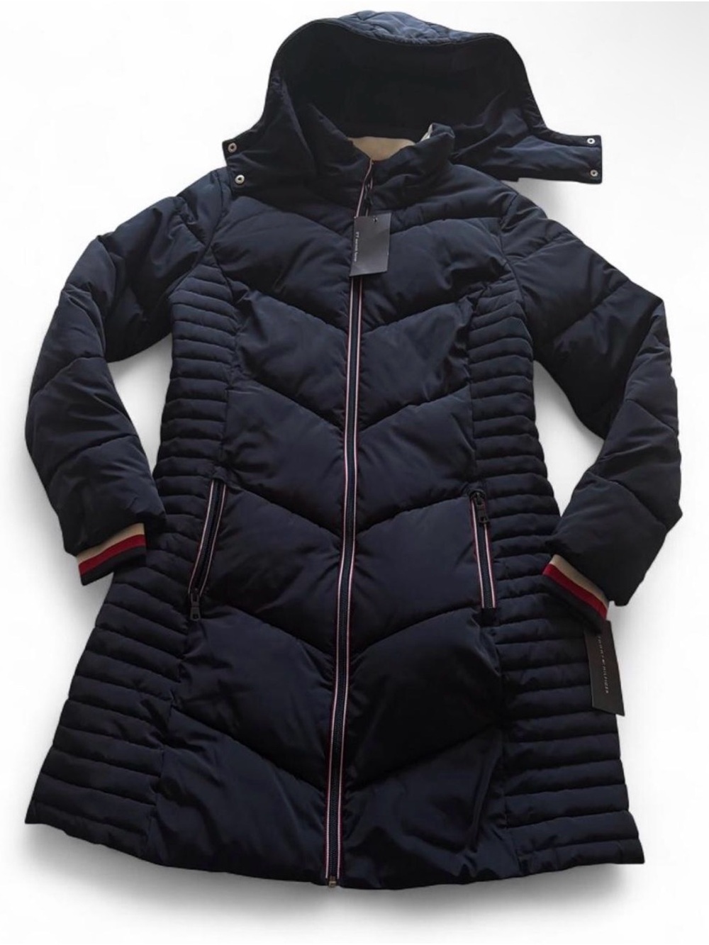 Tommy Hilfiger Women’s Navy Quilted Hooded Puffer Coat - - Picture 1 of 6